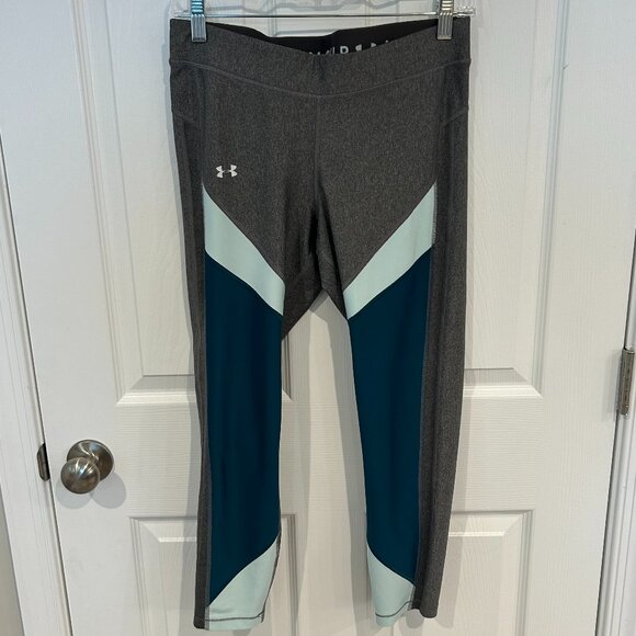 Under Armour Women's Colorblock Crop Compression Tights, Blue/Gray‎ L - Picture 1 of 7
